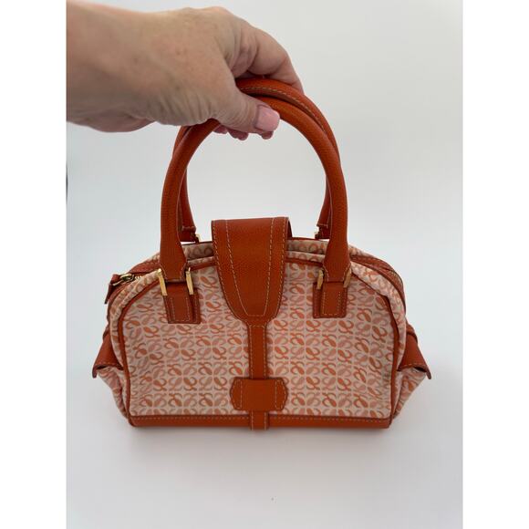 Loewe Orange Anagram Canvas and Leather Boston Bag - Picture 3 of 11